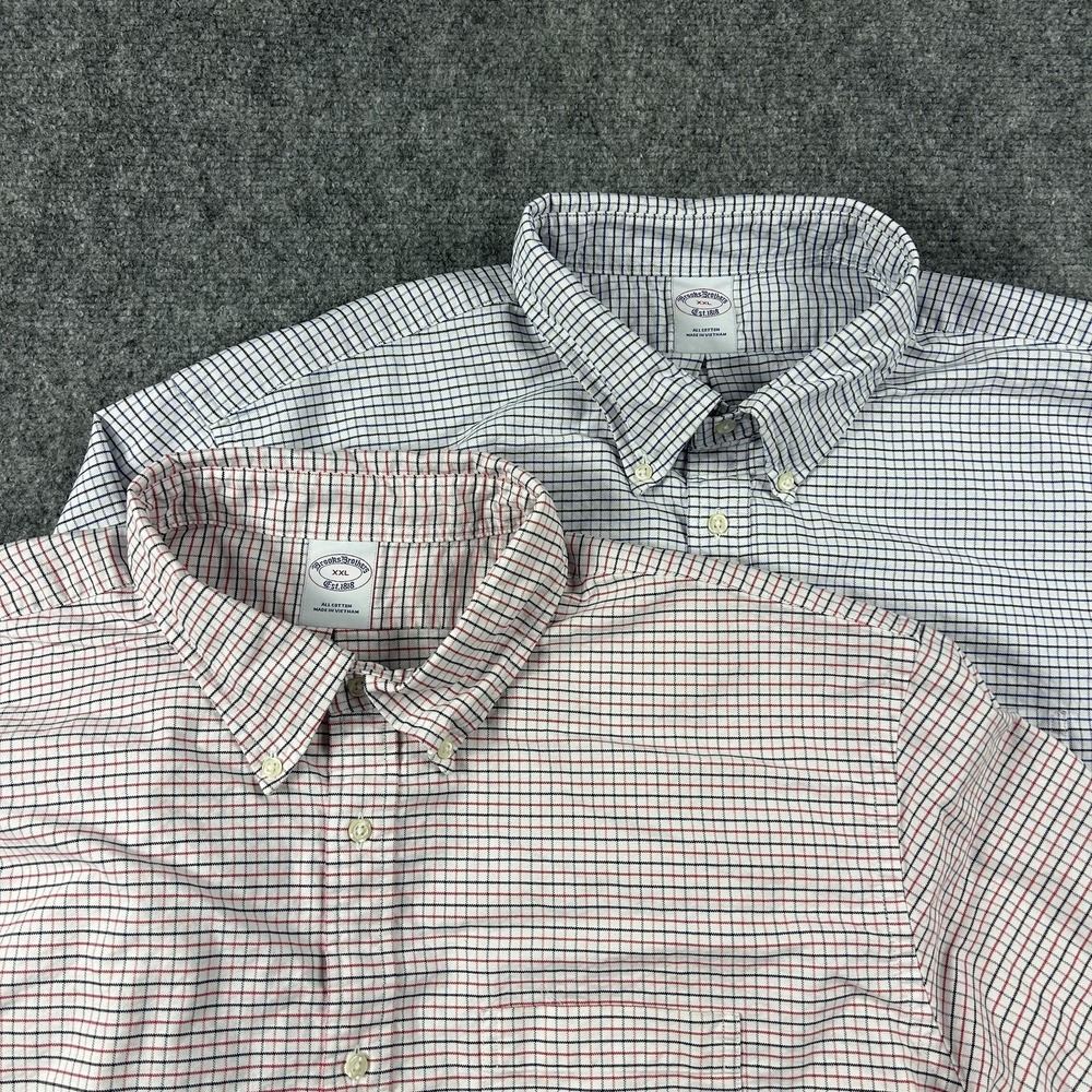 Brooks Brothers Shirt Lot 2‎ Mens 2XL Multicolor Check Long Sleeve Button Front